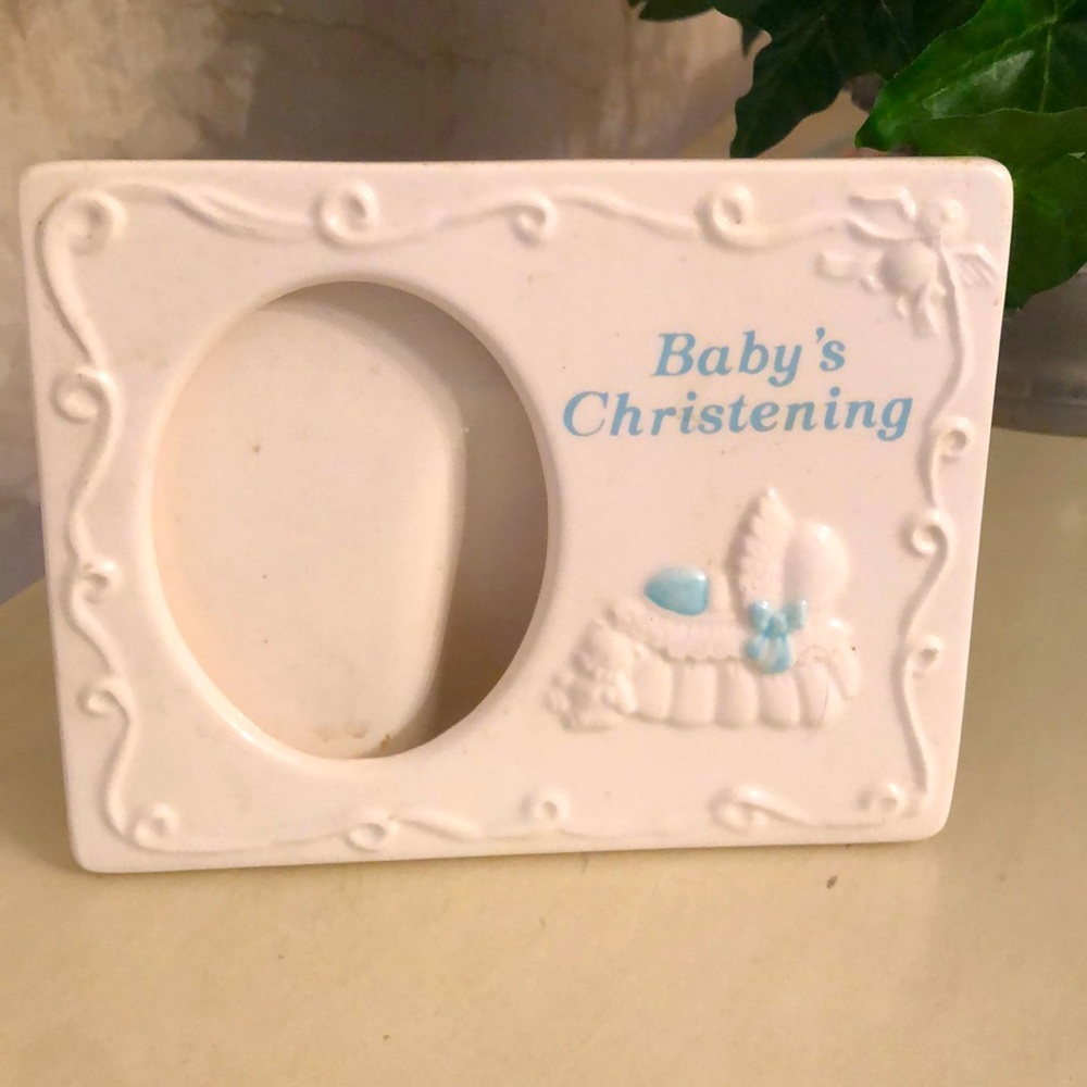 Russ ceramic Baby’s Christening picture frame